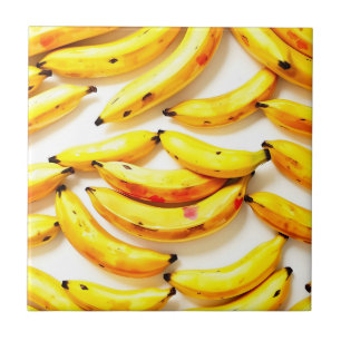 Carreau Bananes d'aquarelle en teintes douces avec blanc