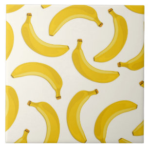Carreau Bananes Fruits tropicaux Imprimer, jaune et blanc