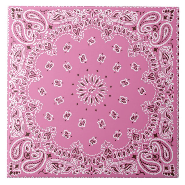 Carreau Bandanna rose de la rétro les années 70 hippie 60s (Devant)