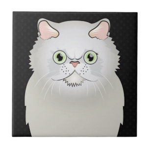 Carreau Bande dessinée de chat persan (blanc, Plat-Visage)