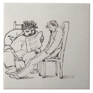 Carreau Bande dessinée de William Morris (1834-96) lisant