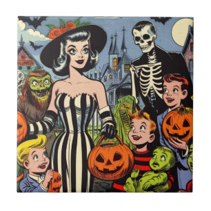 Carreau Bande dessinée d'Halloween vintage