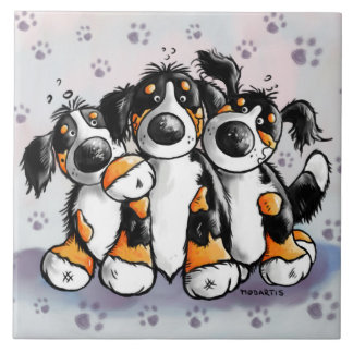 Carreau Bande dessinée drôle de trois de Bernese chiens de