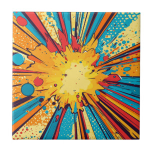 Carreau Bande dessinée rétro Explosion jaune Pop Art