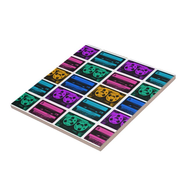 Carreau Bandes Cassette Colorées Rétro (Côté)