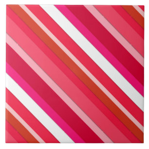 Carreau Bandes de bonbons en couches - rouge, rose et blan