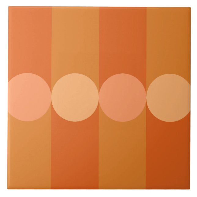 Carreau Bandes de géométrie rétro Cercles orange (Devant)