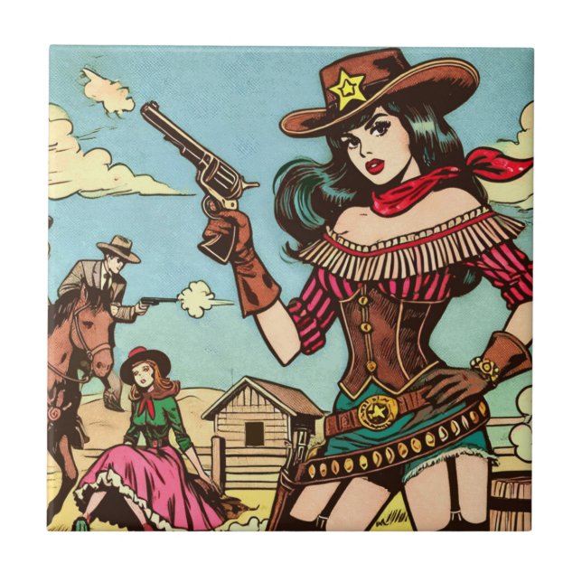 Carreau Bandes dessinées vintage mignonne (Devant)