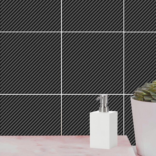 Carreau Bandes diagonales minces en noir et gris (Thin Black and Gray Diagonal Stripes Tile)