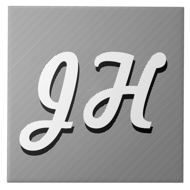 Carreau Bandes minces en noir et blanc | Initiales retro-s (Devant)