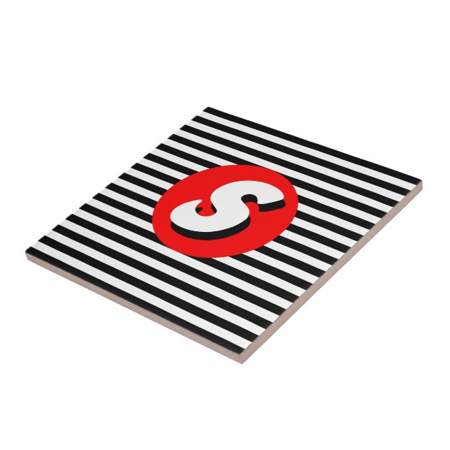 Carreau Bandes noires et blanches Monogram S. (Côté)