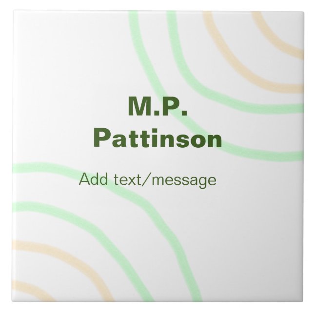 Carreau Bandes orange vertes ajouter le nom message texte  (Devant)