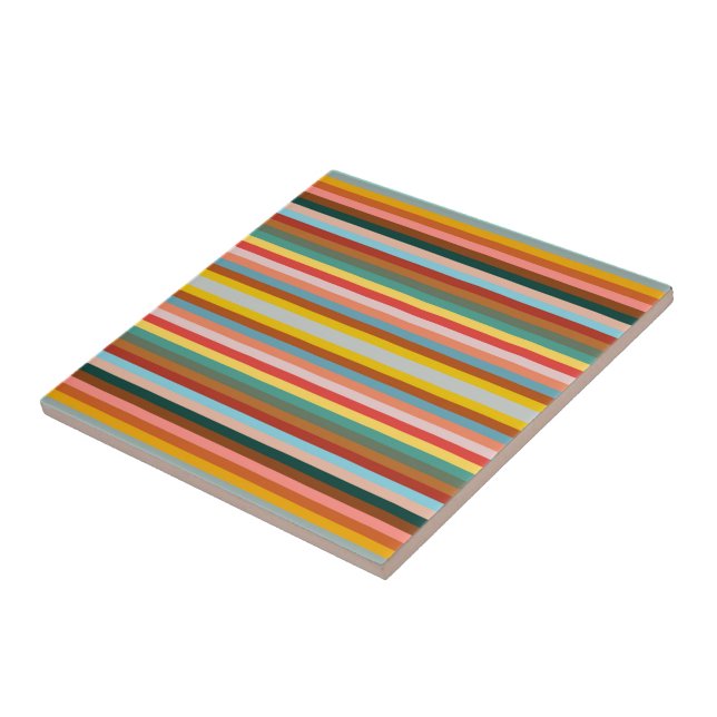 Carreau Bandes rétro horizontales colorées (Côté)