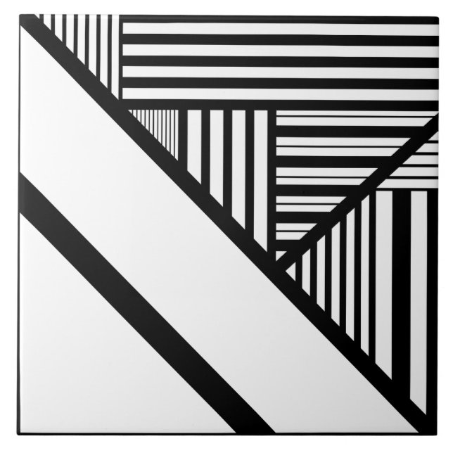 Carreau Bandes triangulaires en noir et blanc (Devant)