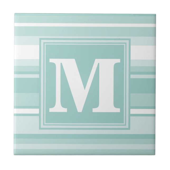 Carreau Bandes vertes de menthe monogramme (Devant)