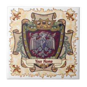 Carreau Bannière de couronne Nom de famille d'aigle