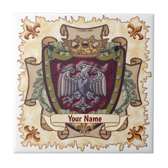 Carreau Bannière de couronne Nom de famille d'aigle (Devant)