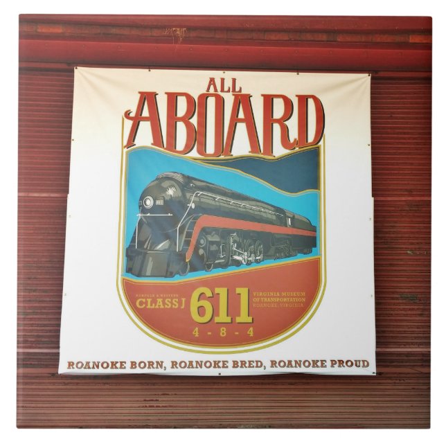 Carreau Bannière Norfolk et Western 611 sur tuile (Devant)