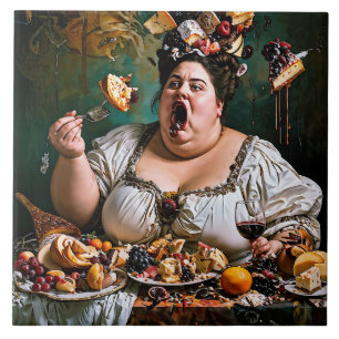 Carreau "Banquet de Chaos" Artwork surréaliste et coloré
