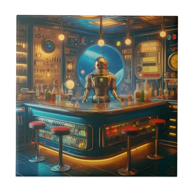Carreau Barman Robot dans le bar interstellaire de l'ère s (Devant)