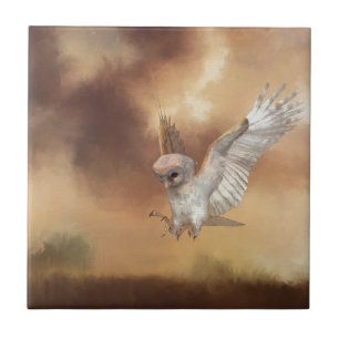 Carreau Barn Owl en vol peinture numérique