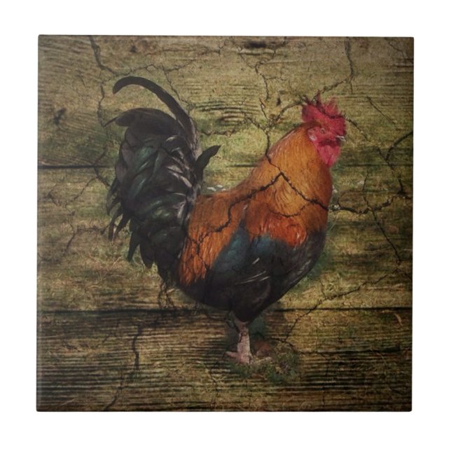 Carreau Barn Wood Chicken french country rooster (Devant)