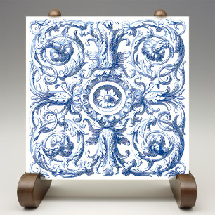 Carreau Baroque Acanthe Bleu et Blanc