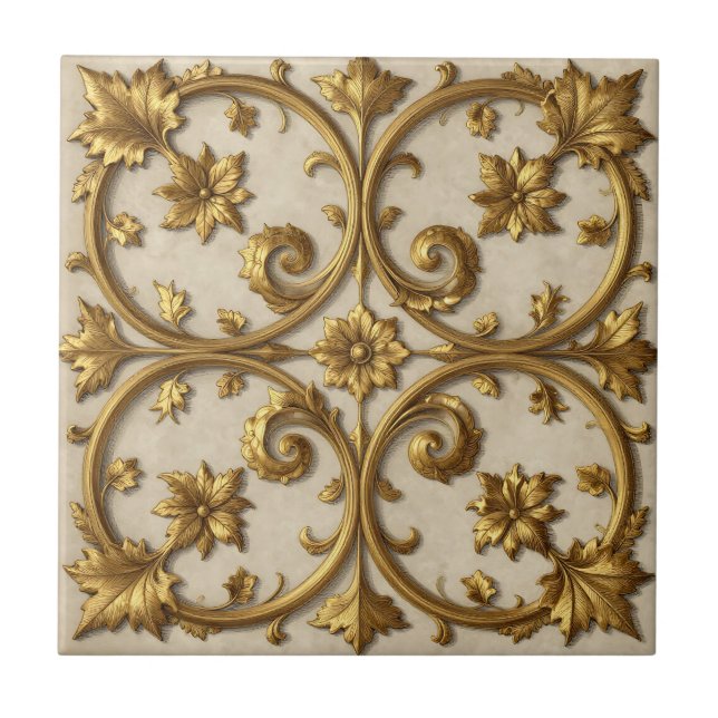 Carreau Baroque Orné Filigrane Doré (Devant)