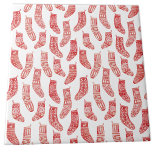 Carreau Bas de Noël nordique rouge et blanc<br><div class="desc">Un motif de bas de Noël rouge et blanc,  parfait pour les vacances d'hiver avec une ambiance chaleureuse scandinave.</div>