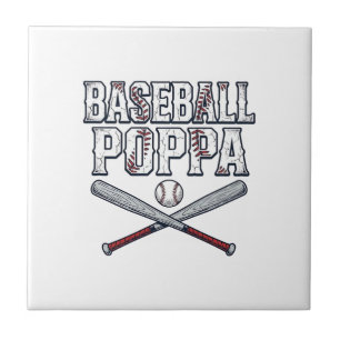 Carreau Baseball Poppa Vintage Gravure Design de T-Shirt_1