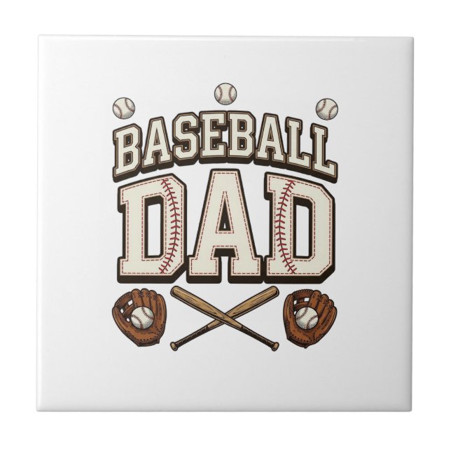 Carreau Baseball Vintage Papa Fête des Pères (Devant)