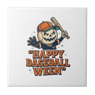Carreau Baseball Ween Vintage Halloween Baseball Heureux