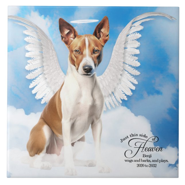 Carreau Basenji Angel Dog Personnalisé Pet Memorial (Devant)