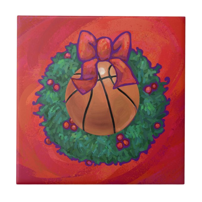 Carreau Basket-ball à l'intérieur de la couronne de Noël (Devant)