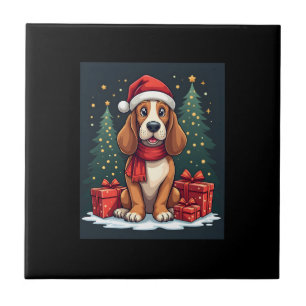 Carreau Basset Hound Chien Fêtes de Noël Santa Amoureux de
