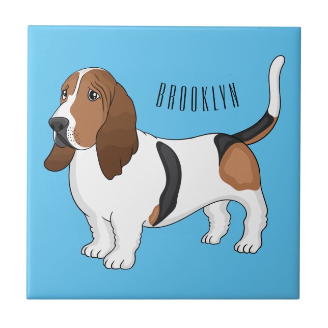 Carreau Basset hound dog cartoon illustration (Devant)