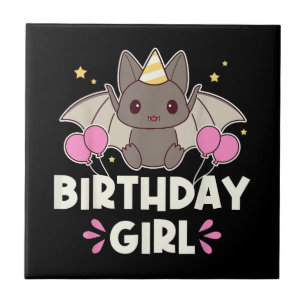 Carreau Bat-chat fille d'anniversaire mignonne