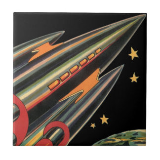Carreau Bateau à fusée de science-fiction vintage par Spac