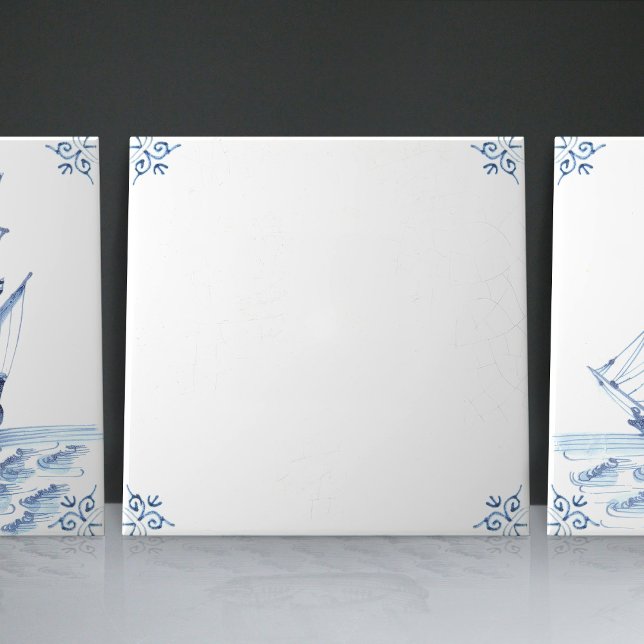 Carreau Bateau à voile Delft Blue Dutch Style Frigate Scho (Créateur téléchargé)