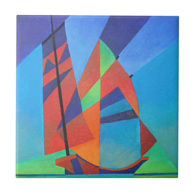 Carreau Bateau Abstrait Art Junk contre Deep Blue Sky (Devant)