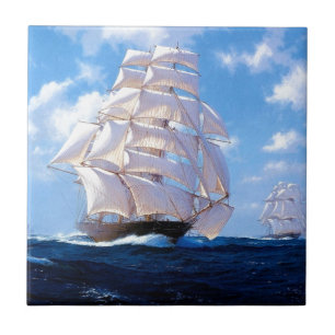 Carreau Bateau calé par carré en mer