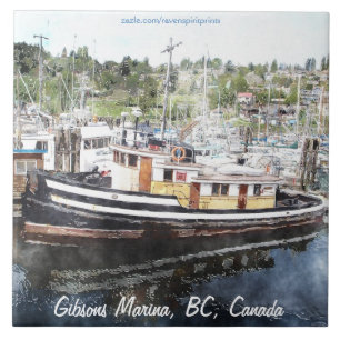 Carreau Bateau de pêche 5 aquarelle Art 6" Carrelage