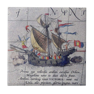 Carreau Bateau et carte grands de l'océan pacifique