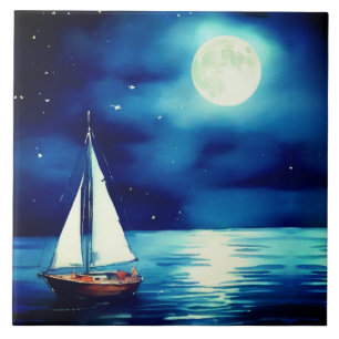 Carreau Bateau sous Pleine lune
