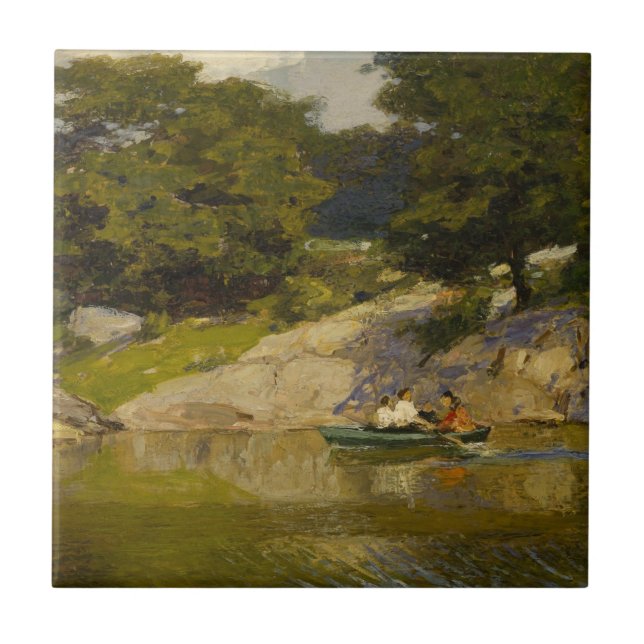 Carreau Bateau sur un lac à Central Park (E.H. Potthast) (Devant)