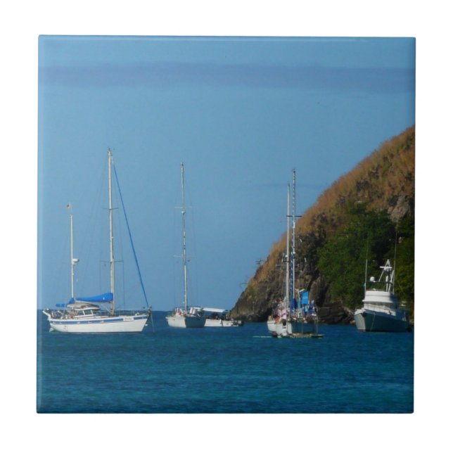 Carreau Bateaux à voile dans la baie Blancs et Bleus Nauti (Devant)