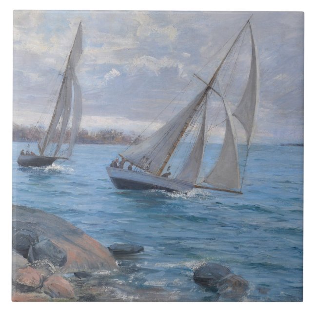 Carreau Bateaux à voile sur la rivière (Devant)