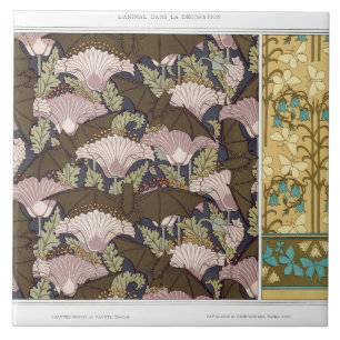 Carreau Bateaux Art nouveau et campanulas art textile flor
