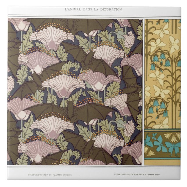 Carreau Bateaux Art nouveau et campanulas art textile flor (Devant)