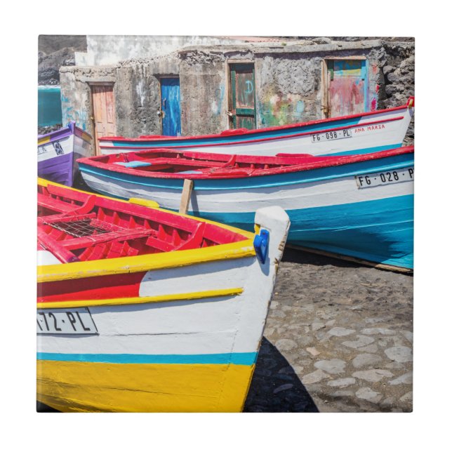 Carreau Bateaux de pêche colorés, Cap-Vert (Devant)